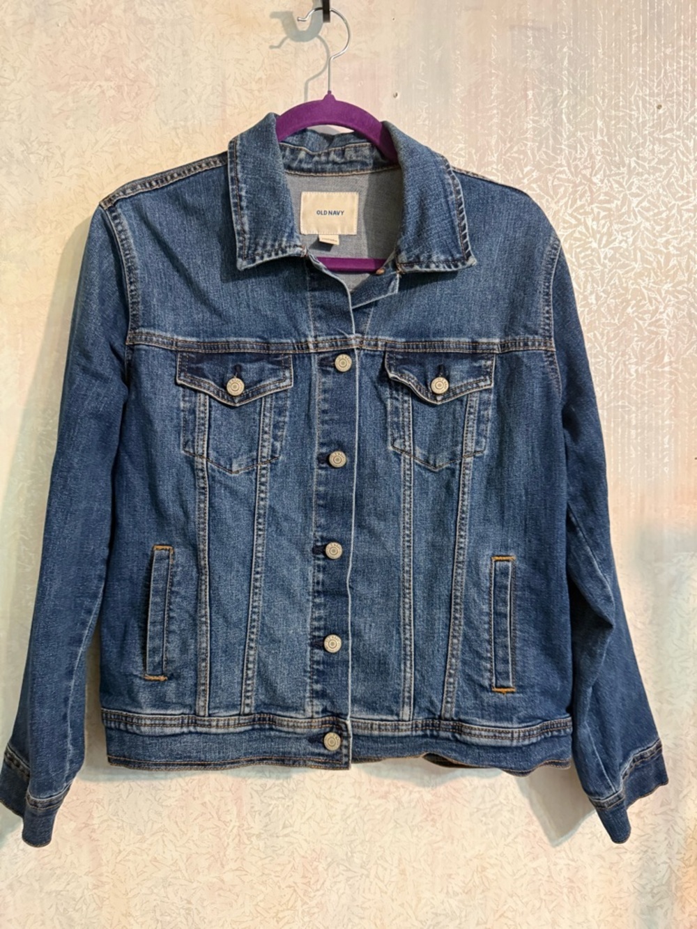 Old‎ Navy Medium Blue Denim Jacket - Trucker, Boyfriend Button-Front Jean Coat